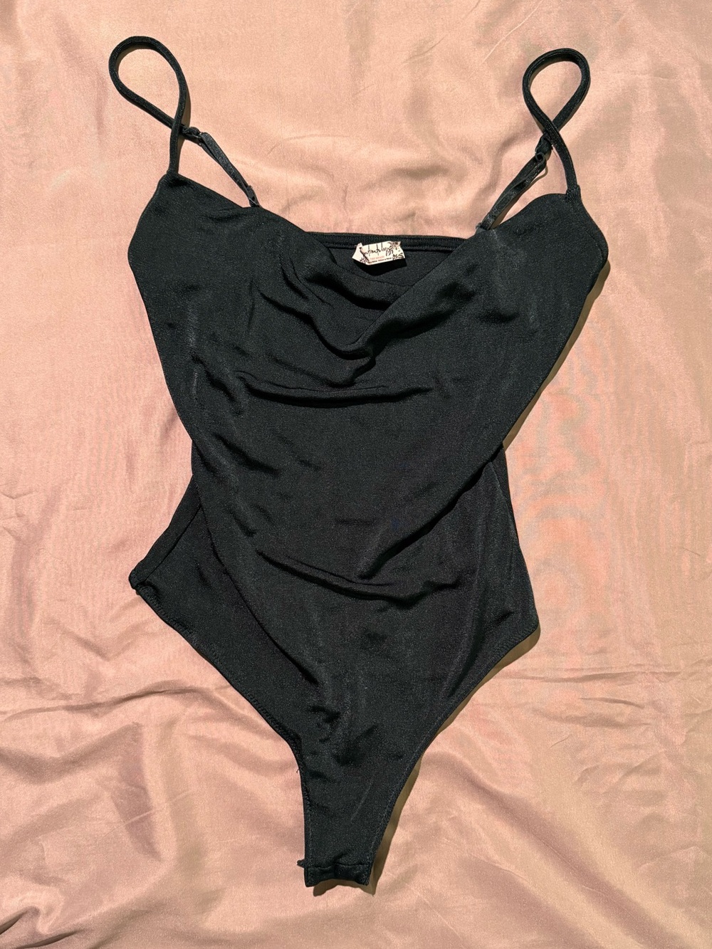 Free People Forest Green Cowl-Neck Spaghetti Strap Bodysuit